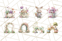 Teacup Garden Clipart, Spring Mini World Png, Tiny Animal Product Image 2