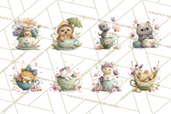 Teacup Garden Clipart, Spring Mini World Png, Tiny Animal Product Image 7