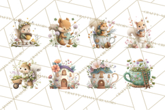 Teacup Garden Clipart, Spring Mini World Png, Tiny Animal Product Image 6