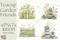 Teacup Garden Clipart, Spring Mini World Png, Tiny Animal Product Image 1