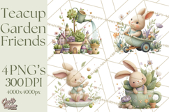 Teacup Garden Clipart, Spring Mini World Png, Tiny Animal Product Image 1