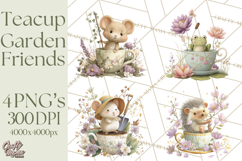 Teacup Garden Clipart, Spring Mini World Png, Tiny Animal Product Image 1