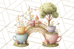 Teacup Garden Clipart, Spring Mini World Png, Tiny Animal Product Image 5
