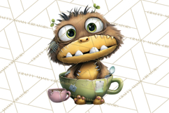 Halloween Teacup Monster Clipart PNG for Stickers Product Image 2