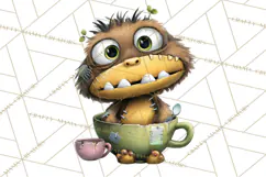 Halloween Teacup Monster Clipart PNG for Stickers Product Image 2