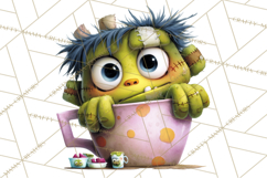 Halloween Teacup Monster Clipart PNG for Stickers Product Image 4