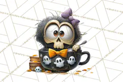 Halloween Teacup Monster Clipart PNG for Stickers Product Image 2