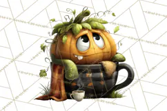 Halloween Teacup Monster Clipart PNG for Stickers Product Image 2
