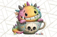 Halloween Teacup Monster Clipart PNG for Stickers Product Image 4