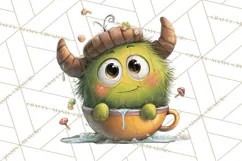 Halloween Teacup Monster Clipart PNG for Stickers Product Image 3
