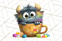 Halloween Teacup Monster Clipart PNG for Stickers Product Image 4