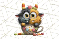 Halloween Teacup Monster Clipart PNG for Stickers Product Image 5