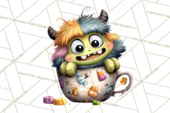 Halloween Teacup Monster Clipart PNG for Stickers Product Image 2