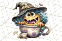 Halloween Teacup Monster Clipart PNG for Stickers Product Image 4