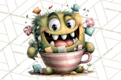 Halloween Teacup Monster Clipart PNG for Stickers Product Image 2