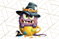 Halloween Teacup Monster Clipart PNG for Stickers Product Image 3