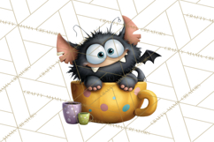 Halloween Teacup Monster Clipart PNG for Stickers Product Image 2