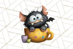 Halloween Teacup Monster Clipart PNG for Stickers Product Image 2