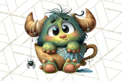 Halloween Teacup Monster Clipart PNG for Stickers Product Image 2