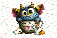 Halloween Teacup Monster Clipart PNG for Stickers Product Image 4