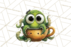 Halloween Teacup Monster Clipart PNG for Stickers Product Image 2