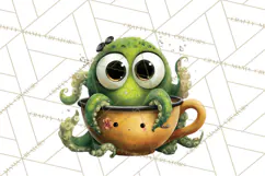 Halloween Teacup Monster Clipart PNG for Stickers Product Image 2