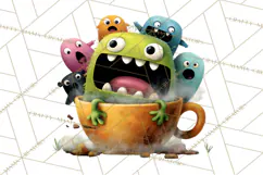 Halloween Teacup Monster Clipart PNG for Stickers Product Image 5