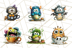 Halloween Teacup Monster Clipart PNG for Stickers Product Image 2