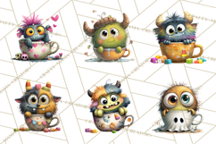 Halloween Teacup Monster Clipart PNG for Stickers Product Image 6