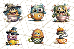 Halloween Teacup Monster Clipart PNG for Stickers Product Image 7