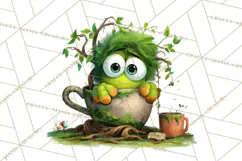 Halloween Teacup Monster Clipart PNG for Stickers Product Image 2