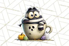 Halloween Teacup Monster Clipart PNG for Stickers Product Image 4