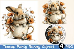Teacup Party Bunny Clipart PNG Product Image 1