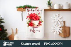 Hot tea kitchen towel sublimation | Dish towel PNG design Product Image 1