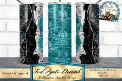 This is a black and white agate and teal demask tumbler wrap. This sublimation tumbler design that is sized to fit sublimation 20oz skinny tumblers.
