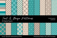 Teal And Beige Digital Papers Product Image 1