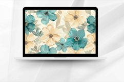 Teal &amp; Beige Flowers Seamless Pattern Digital Paper Bundle Product Image 3