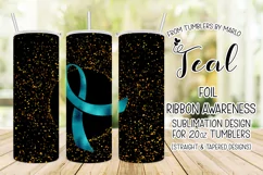Teal Blue Foil Ribbon 20oz Tumbler Sublimation Product Image 1