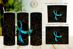 Teal Blue Foil Ribbon 20oz Tumbler Sublimation Product Image 4