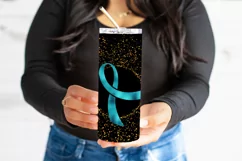 Teal Blue Foil Ribbon 20oz Tumbler Sublimation Product Image 3