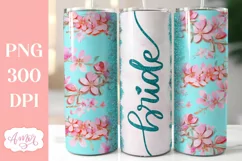 Teal Bride Tumbler Wrap PNG for Sublimation | Wedding party Product Image 1