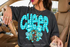 Teal Gingham Cheer PNG with Bow and Charms Product Image 1