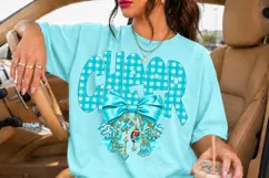 Teal Gingham Cheer PNG with Bow and Charms Product Image 3