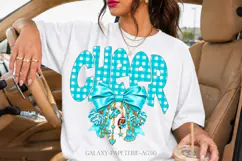 Teal Gingham Cheer PNG with Bow and Charms Product Image 2