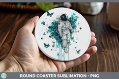 GorgeousTeal Drips Round Coaster design.