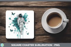 GorgeousTeal Drips Square Coaster design.