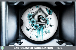 GorgeousTeal Drips Car Coaster design.