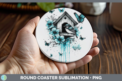 GorgeousTeal Drips Round Coaster design.
