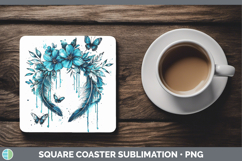 GorgeousTeal Drips Square Coaster design.