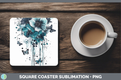 GorgeousTeal Drips Square Coaster design.